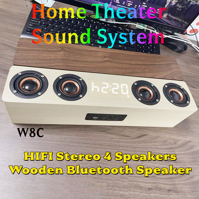 Audio Music System For Home - 4 Speakers Wooden Bluetooth Speaker HIFI