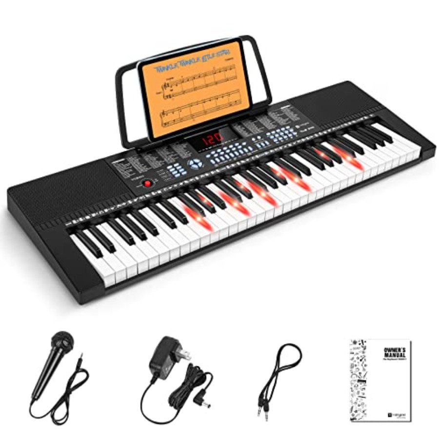 Keyboard Piano 61 Key - Beginner's 61-key light-up keyboard piano with