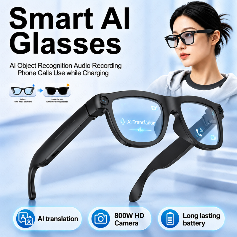 Audio Music Recognition - Smart Al Glasses 800W HD Camera