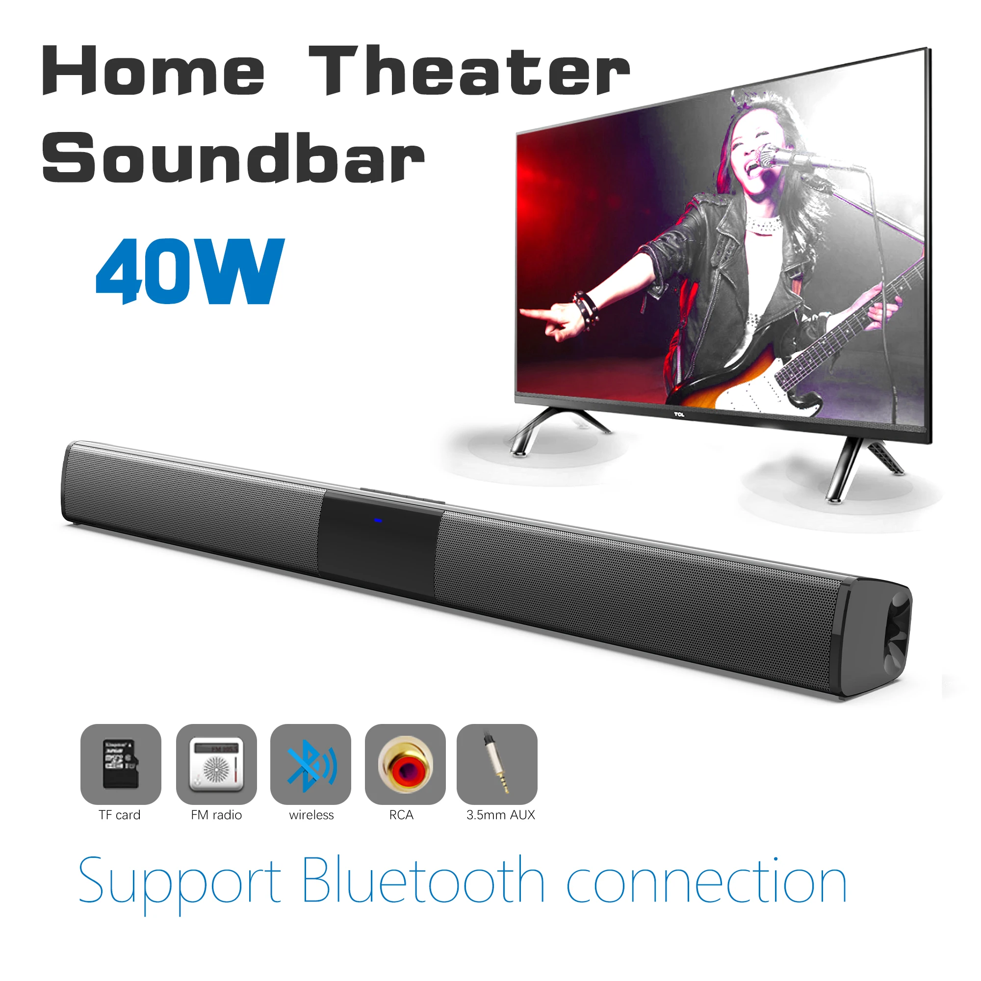 Audio Music System For Home - 40W High Power Soundbar for TV