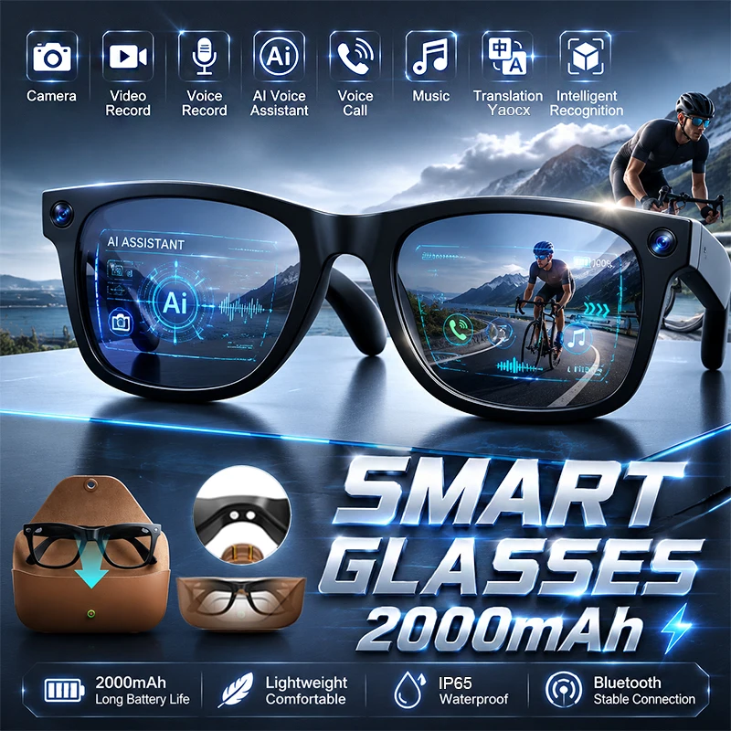 Audio Music Recognition - 8MP HD CameraAl Smart Glasses Intelligent
