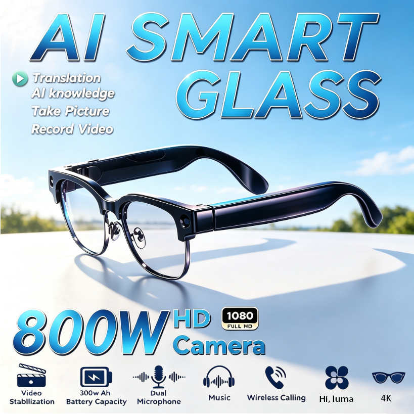 Audio Music Recognition - 800W HD Pixel Smart Glasses Men