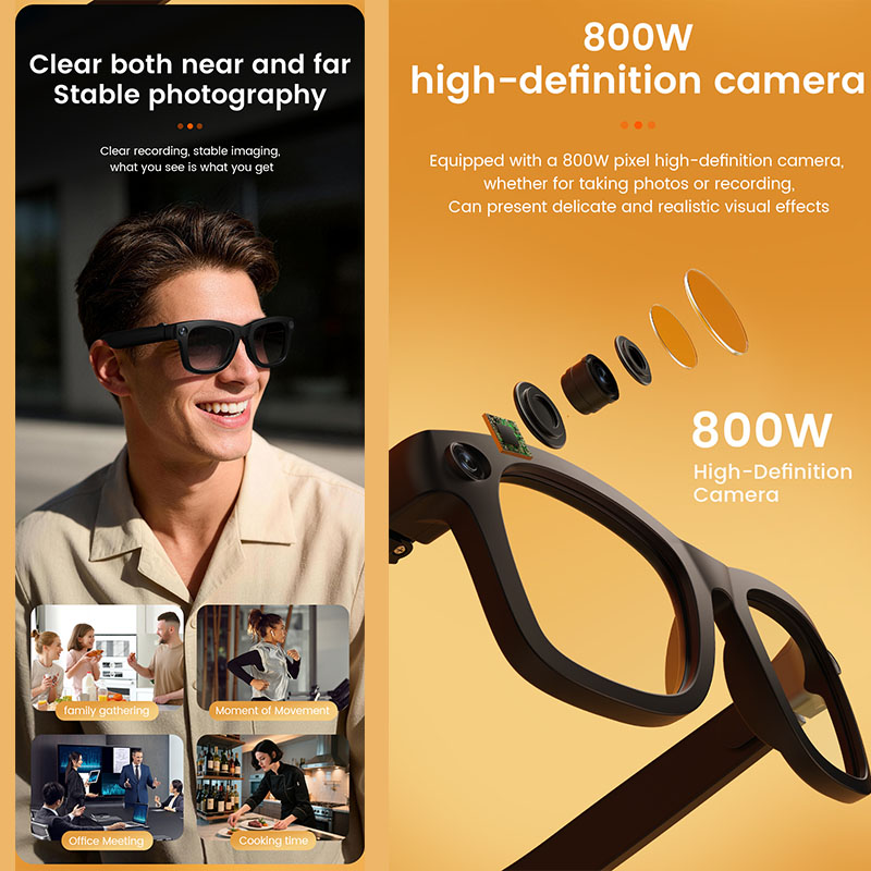 Smart Glasses 800W HD Camera A - đánh giá và giá Audio Music Recognition
