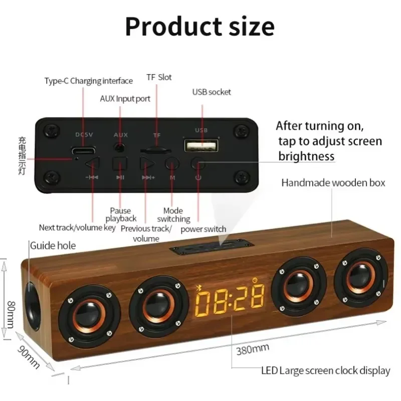 4 Speakers Wooden Bluetooth Sp - đánh giá và giá Audio Music System For Home