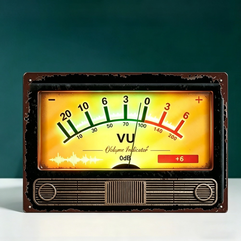 Retro VU volume indicator meta - đánh giá và giá Audio Music Logo