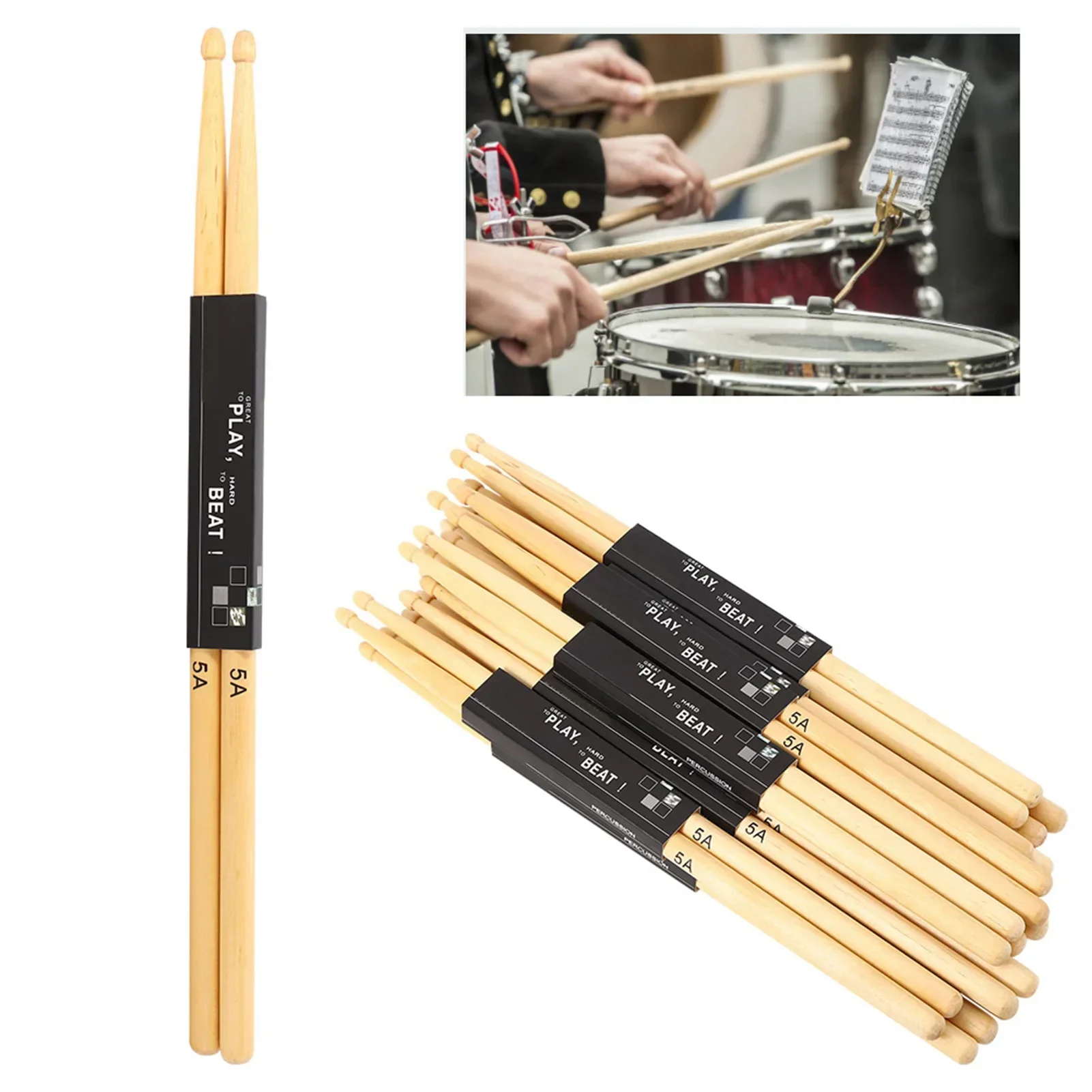 12Pairs Teardrop‑shaped Stick  - đánh giá và giá Drum Stick 5A