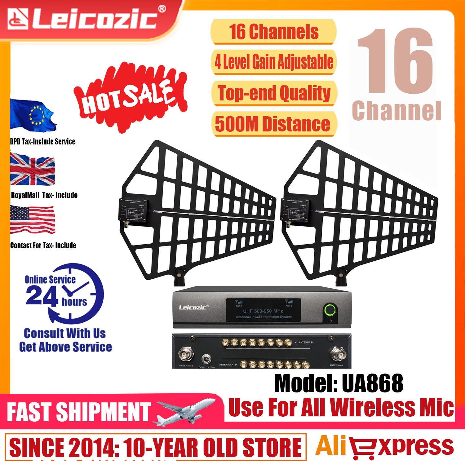 Leicozic 8 Kênh Ăng Ten Hệ Thố - đánh giá và giá Audio Music Distribution