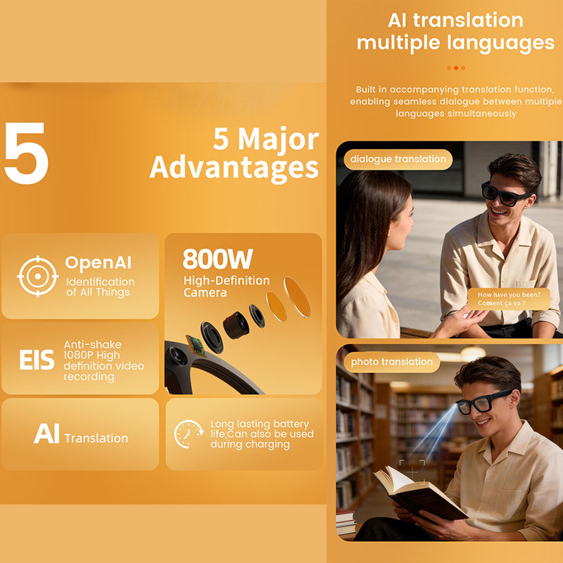 AI Smart Glasses 800W Camera A - đánh giá và giá Audio Music Recognition